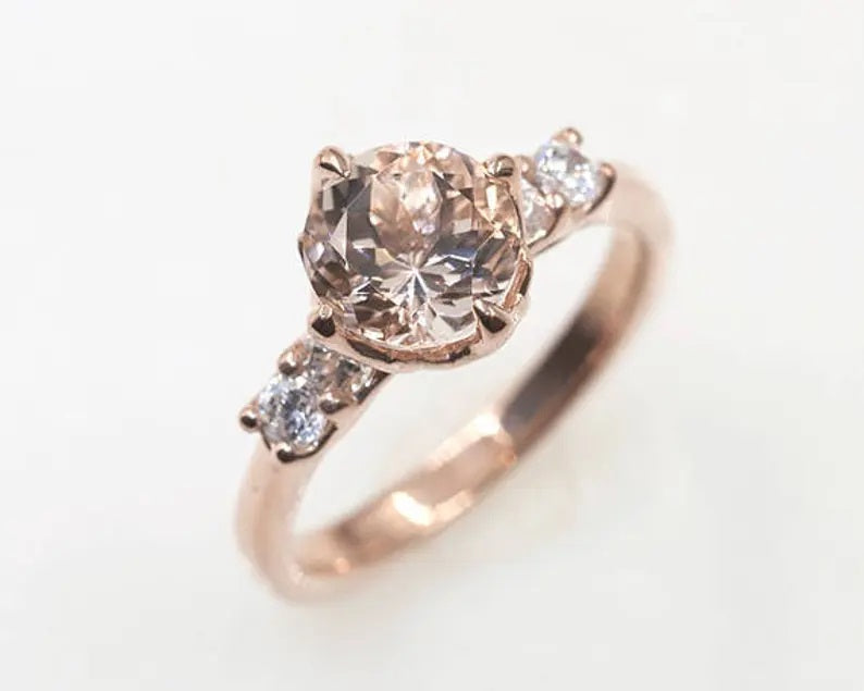 14K MORGANITE DIAMOND RING