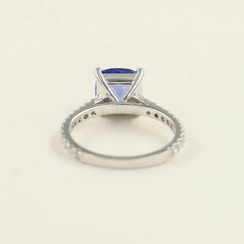 14K CUSHION TANZANITE DIAMOND RING