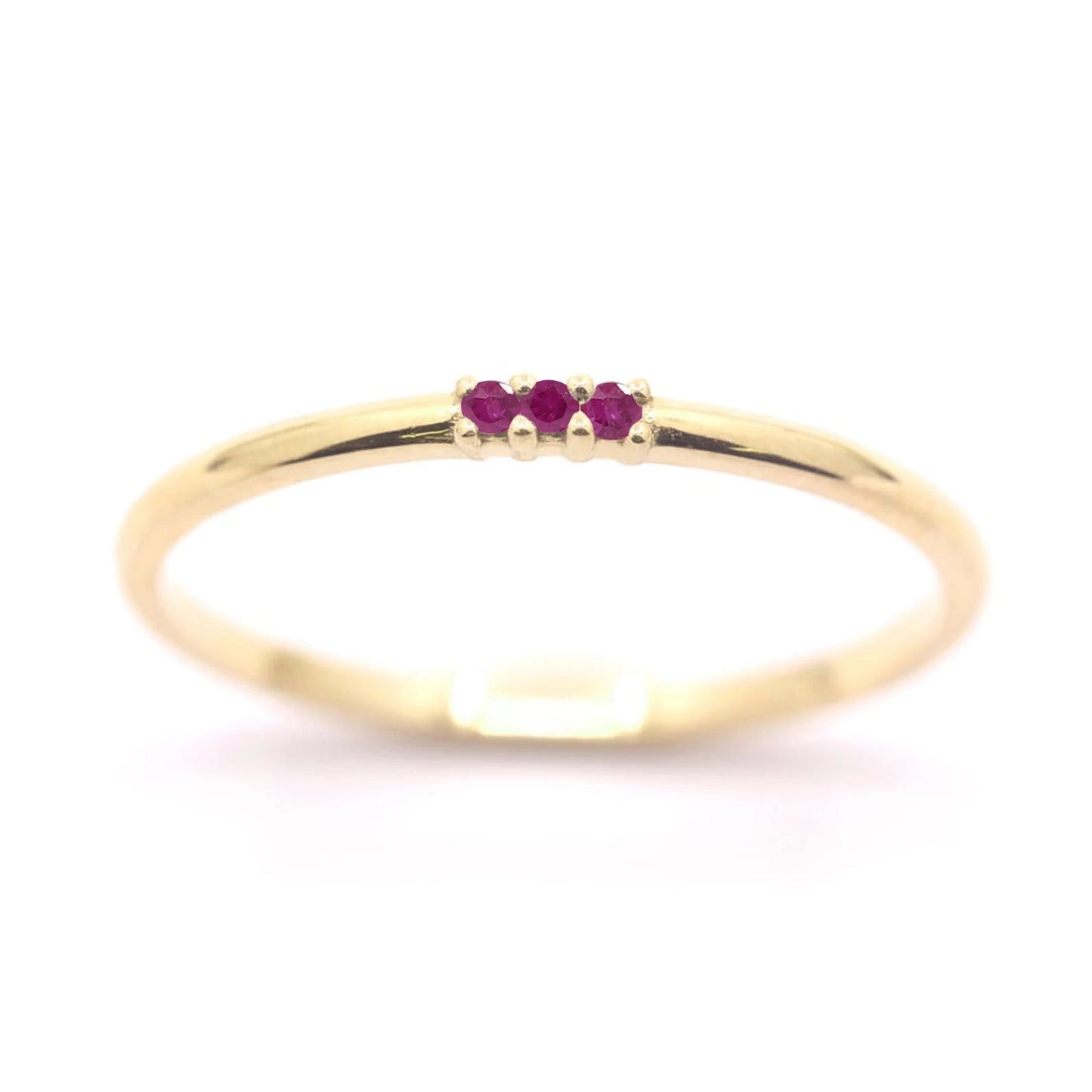 14K 3 RUBY 1.2MM BAND