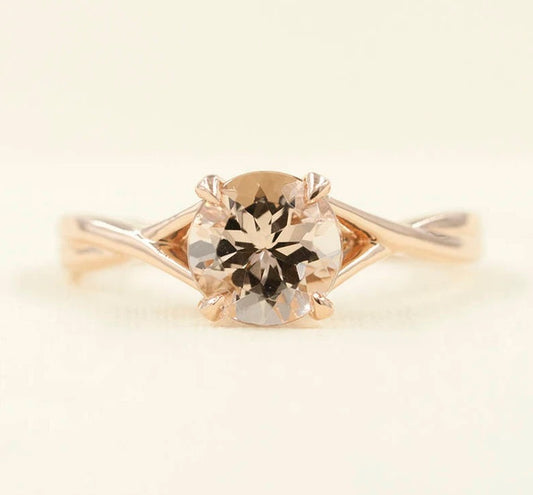 14K MORGANITE TWIST SOLITAIRE RING