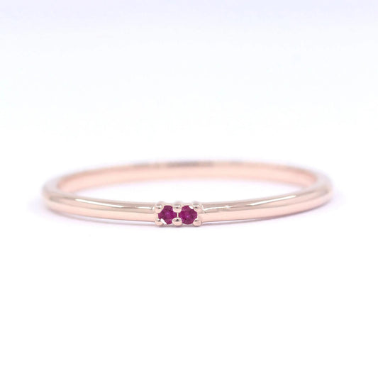 14K 2 RUBY 1.2MM BAND