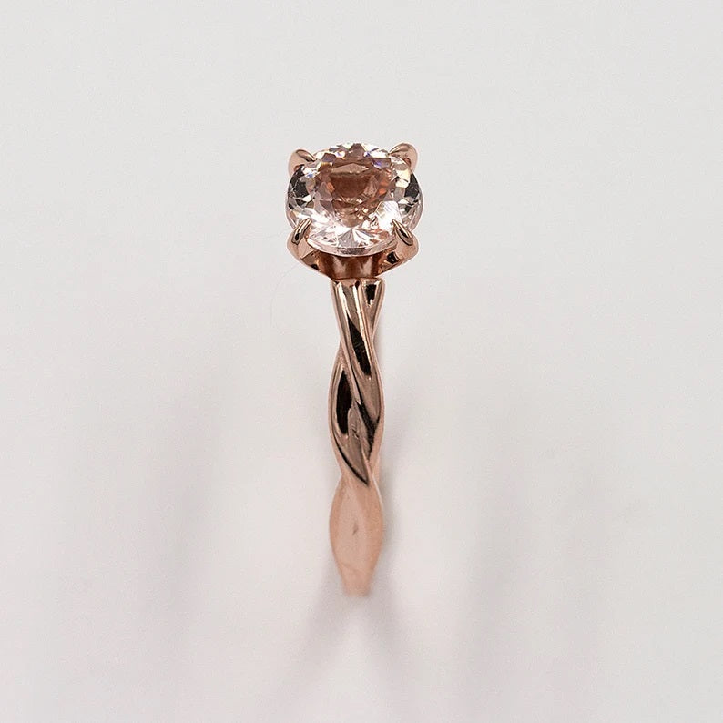 14K MORGANITE TWIST SOLITAIRE RING