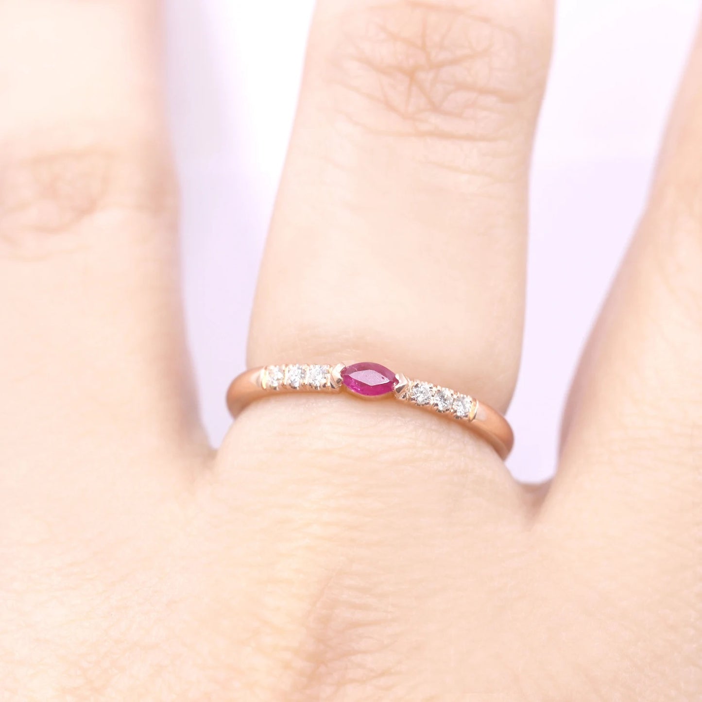 14K MARQUISE RUBY DIAMOND BAND