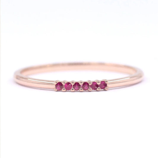 14K 6 RUBY 1.2MM BAND