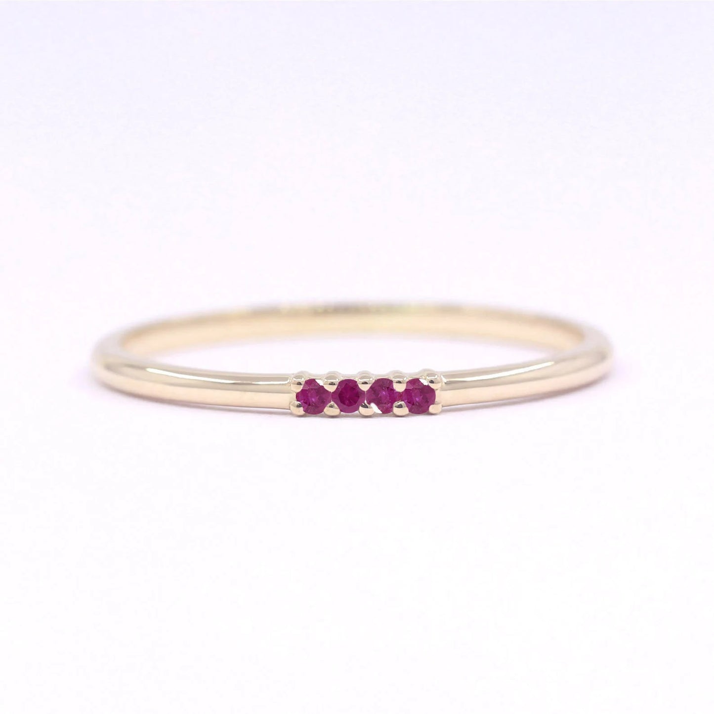 14K 4 RUBY 1.2MM BAND