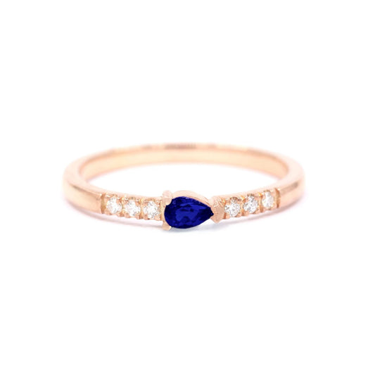 14K PEAR SAPPHIRE DIAMOND BAND