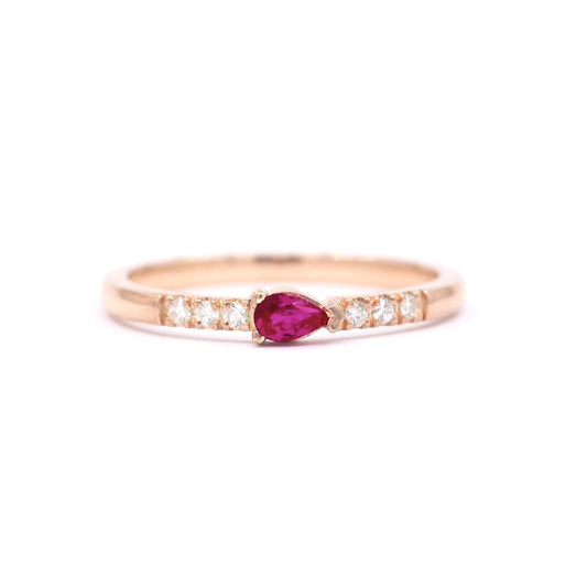 14K PEAR RUBY DIAMOND BAND