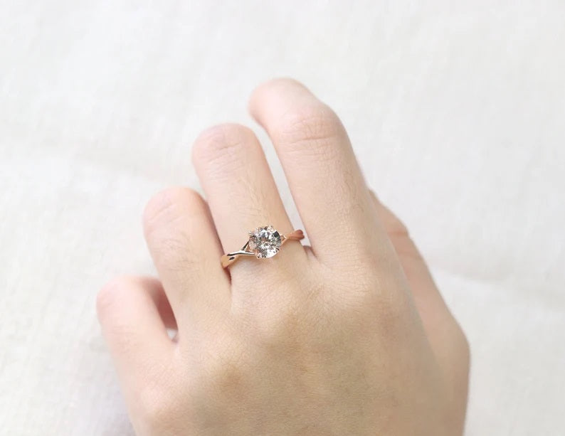 14K MORGANITE TWIST SOLITAIRE RING