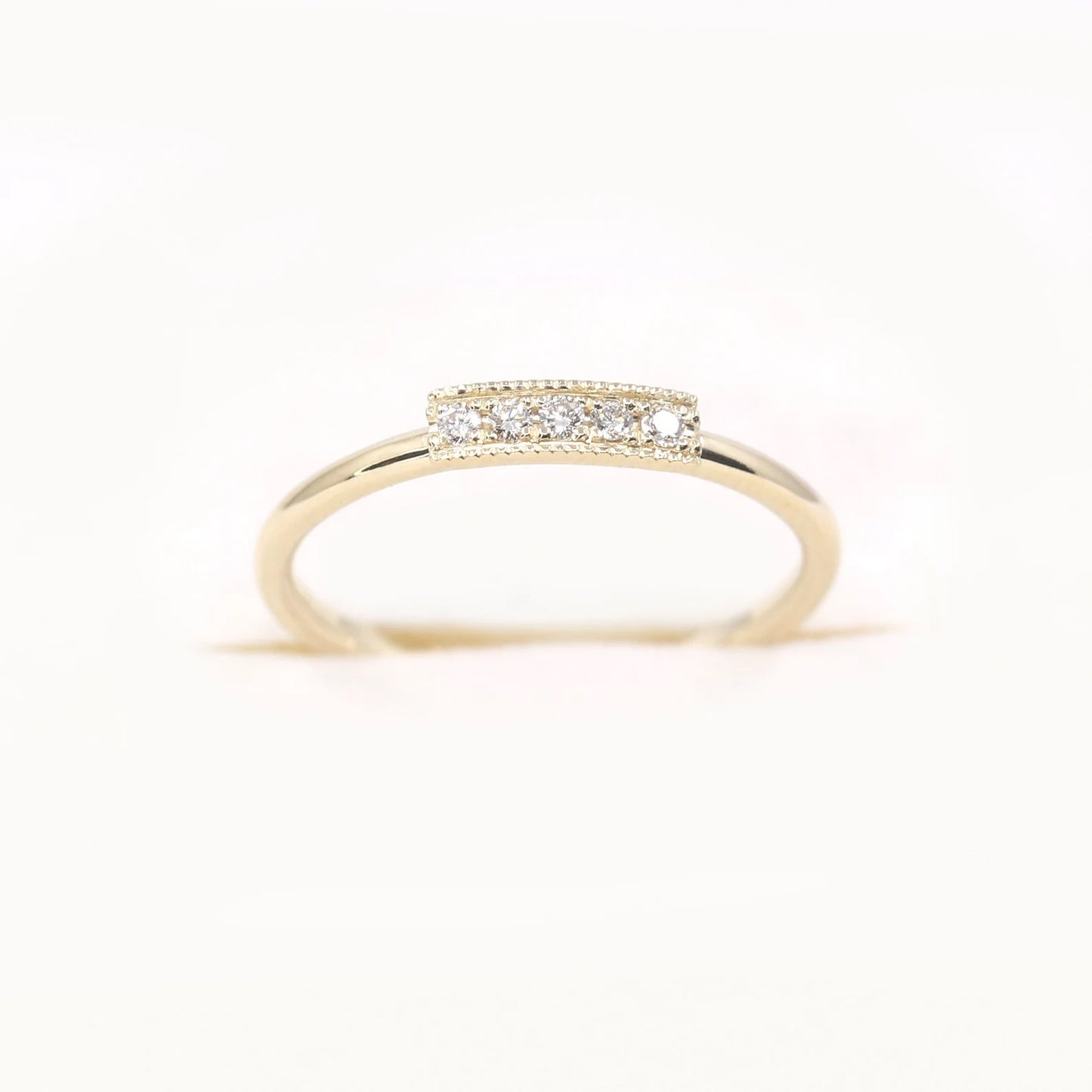 14K 0.05CT DIAMOND MINI BAR MILGRAIN BAND