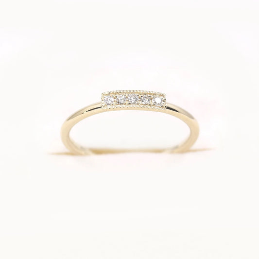 14K 0.05CT DIAMOND MINI BAR MILGRAIN BAND