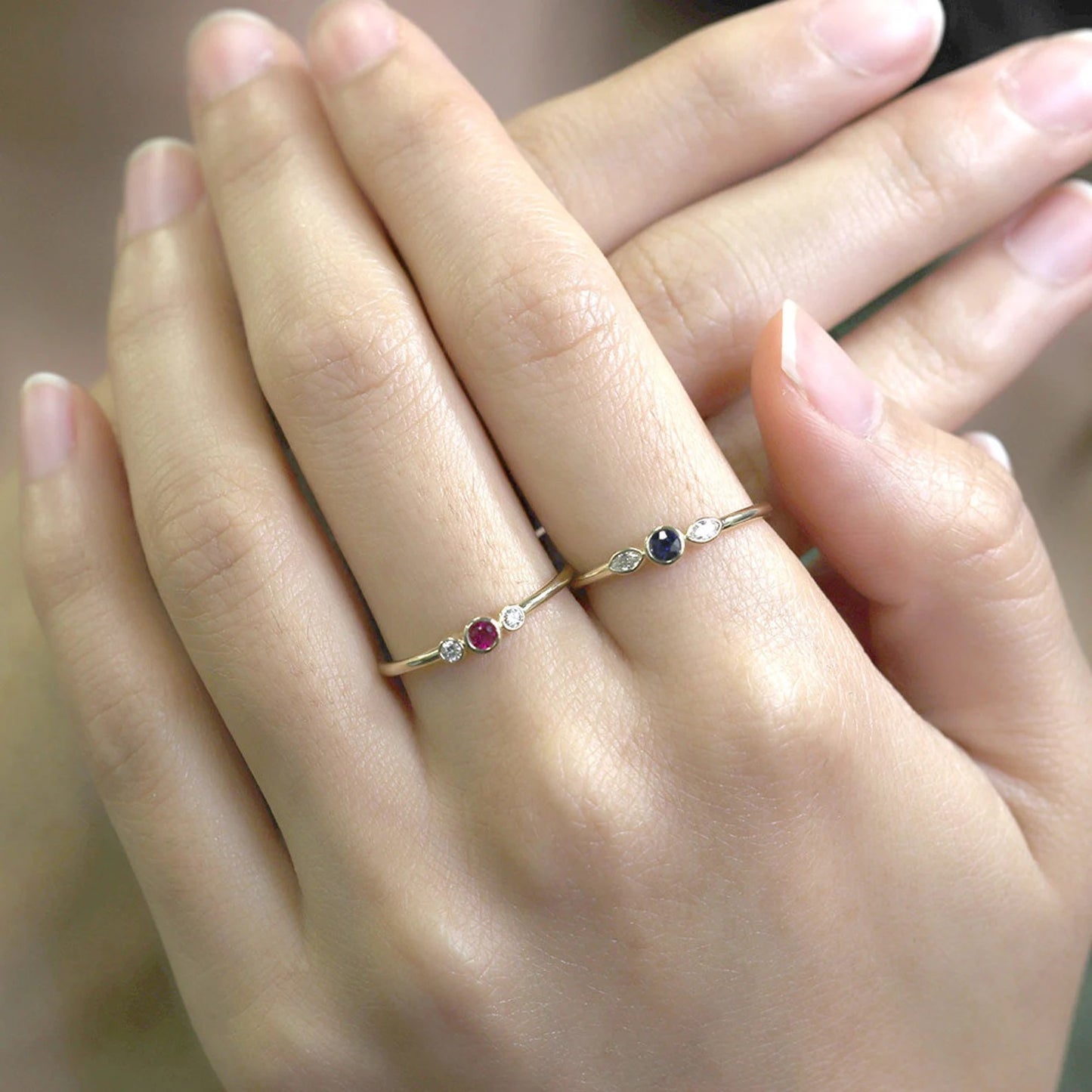 14K RUBY DIAMOND BEZEL RING