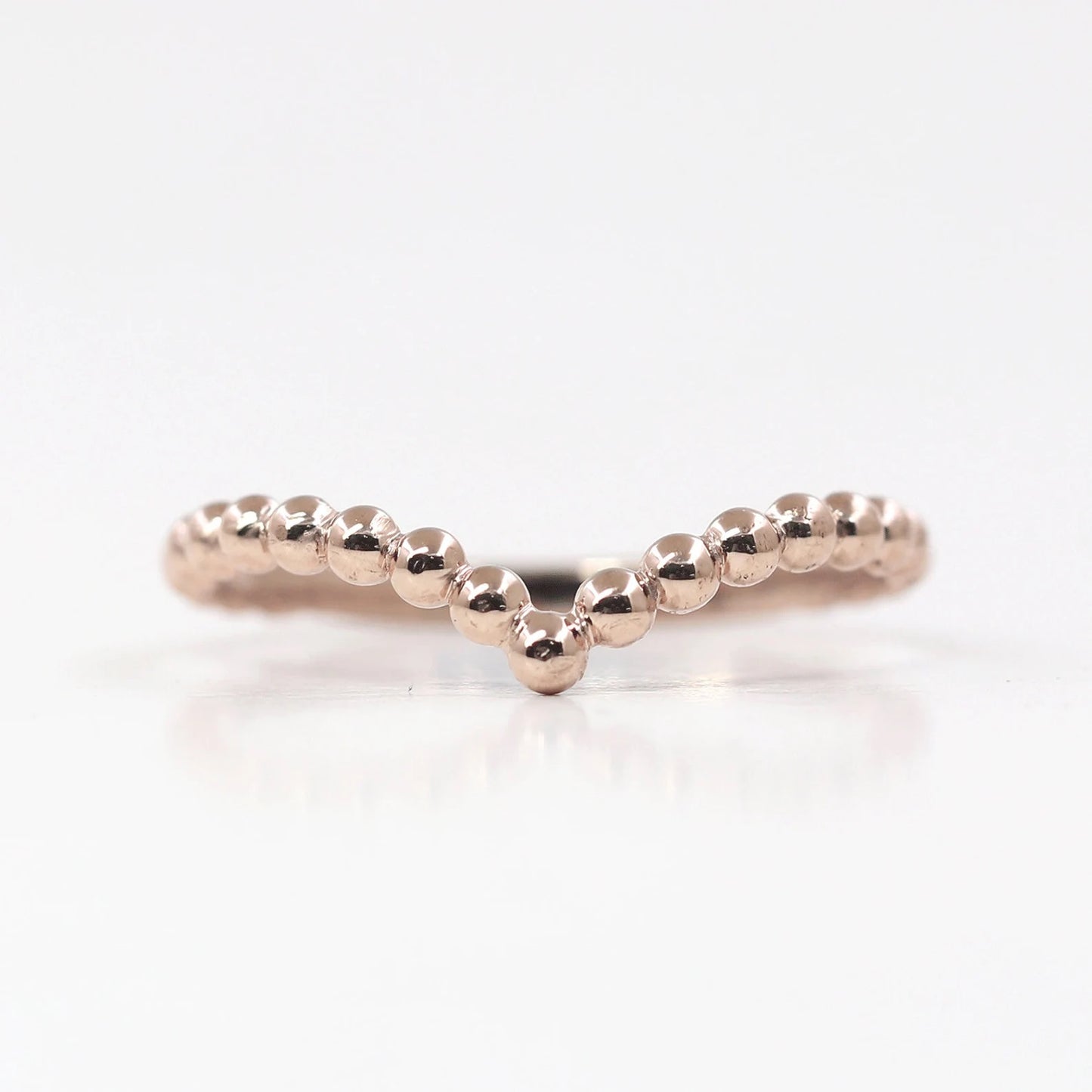 14K CHEVRON BEADED BAND