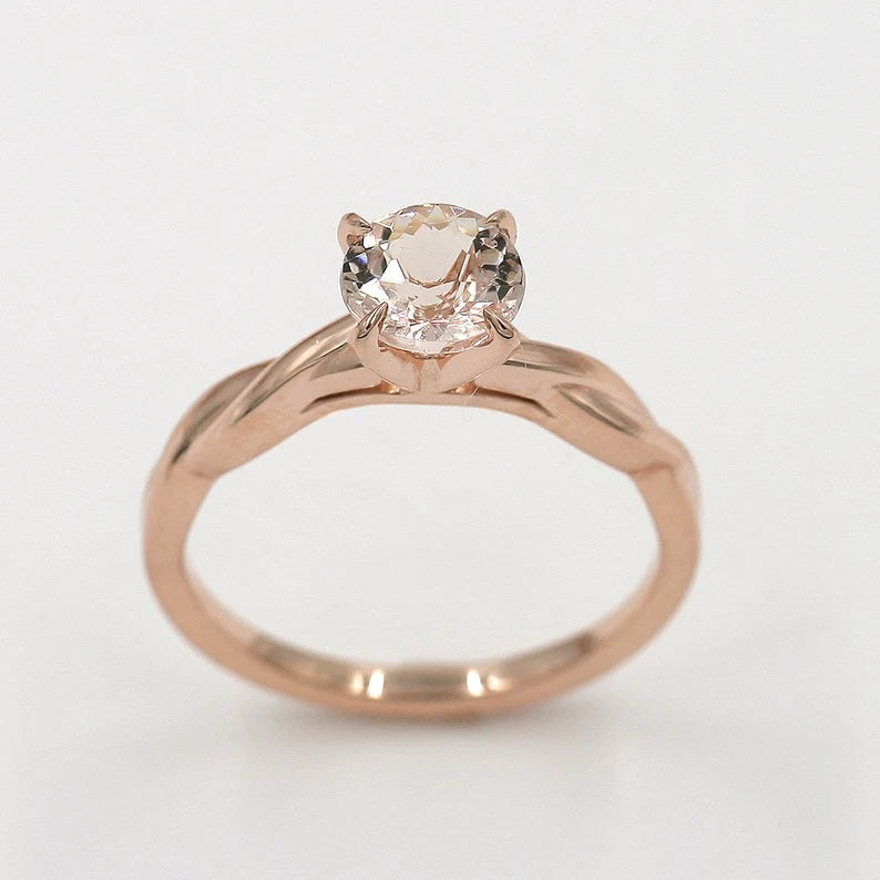 14K MORGANITE TWIST SOLITAIRE RING