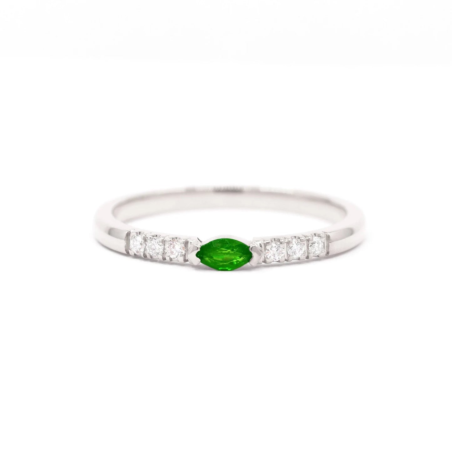 14K MARQUISE EMERALD DIAMOND BAND