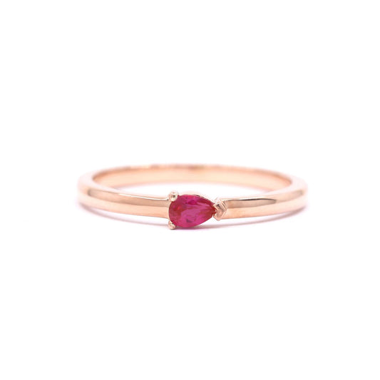 14K PEAR RUBY SOLITAIRE BAND