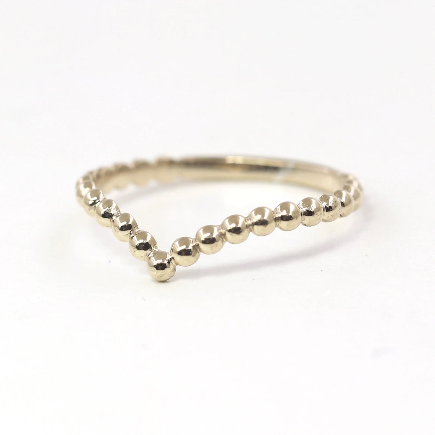 14K CHEVRON BEADED BAND