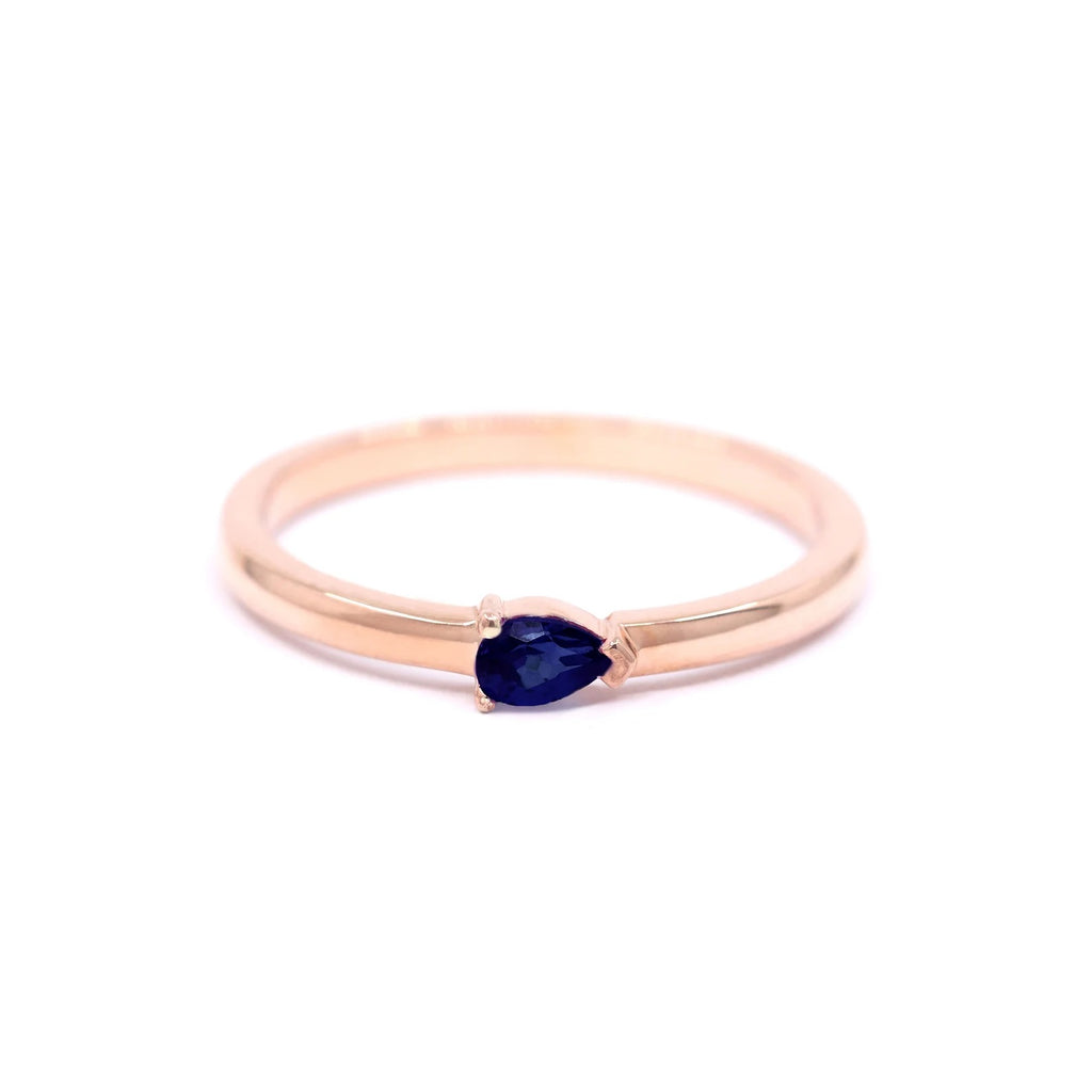 14K PEAR SAPPHIRE SOLITAIRE BAND
