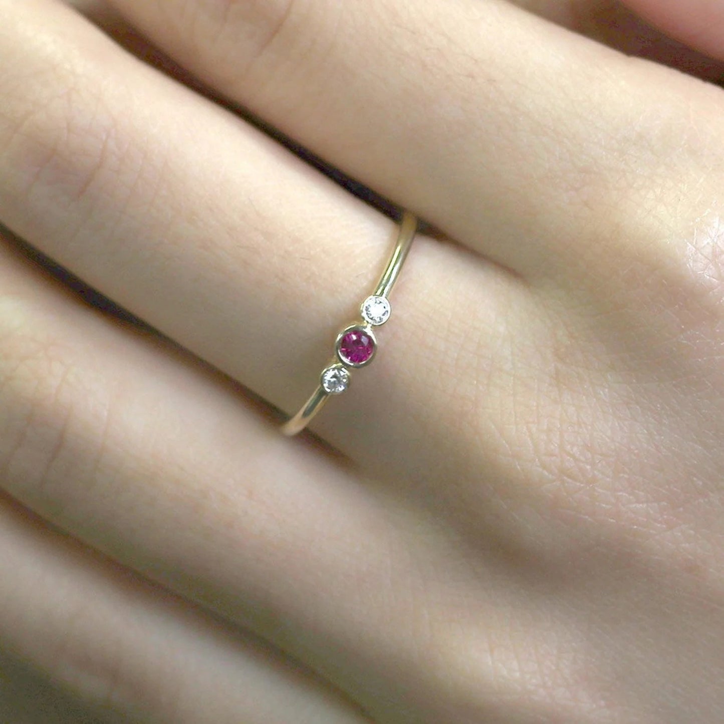 14K RUBY DIAMOND BEZEL RING