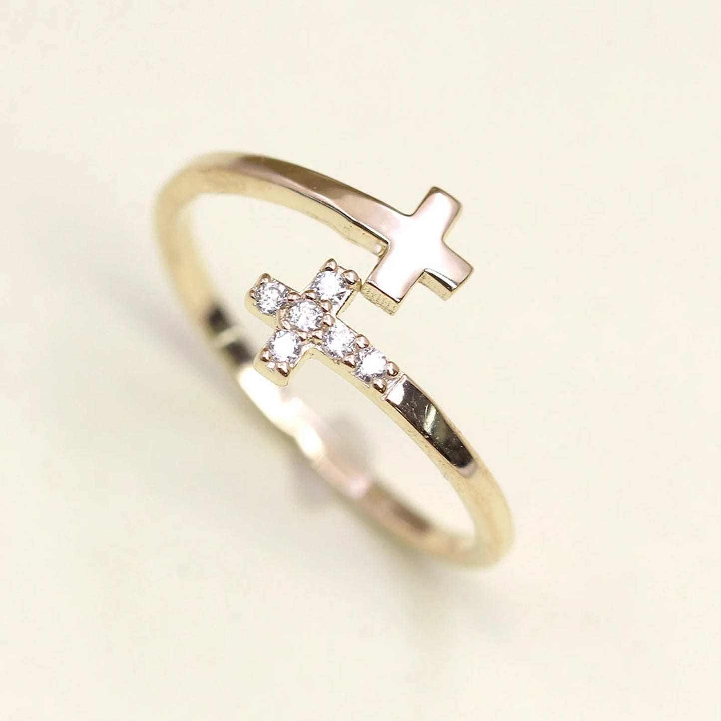 14K DIAMOND DOUBLE CROSS BAND