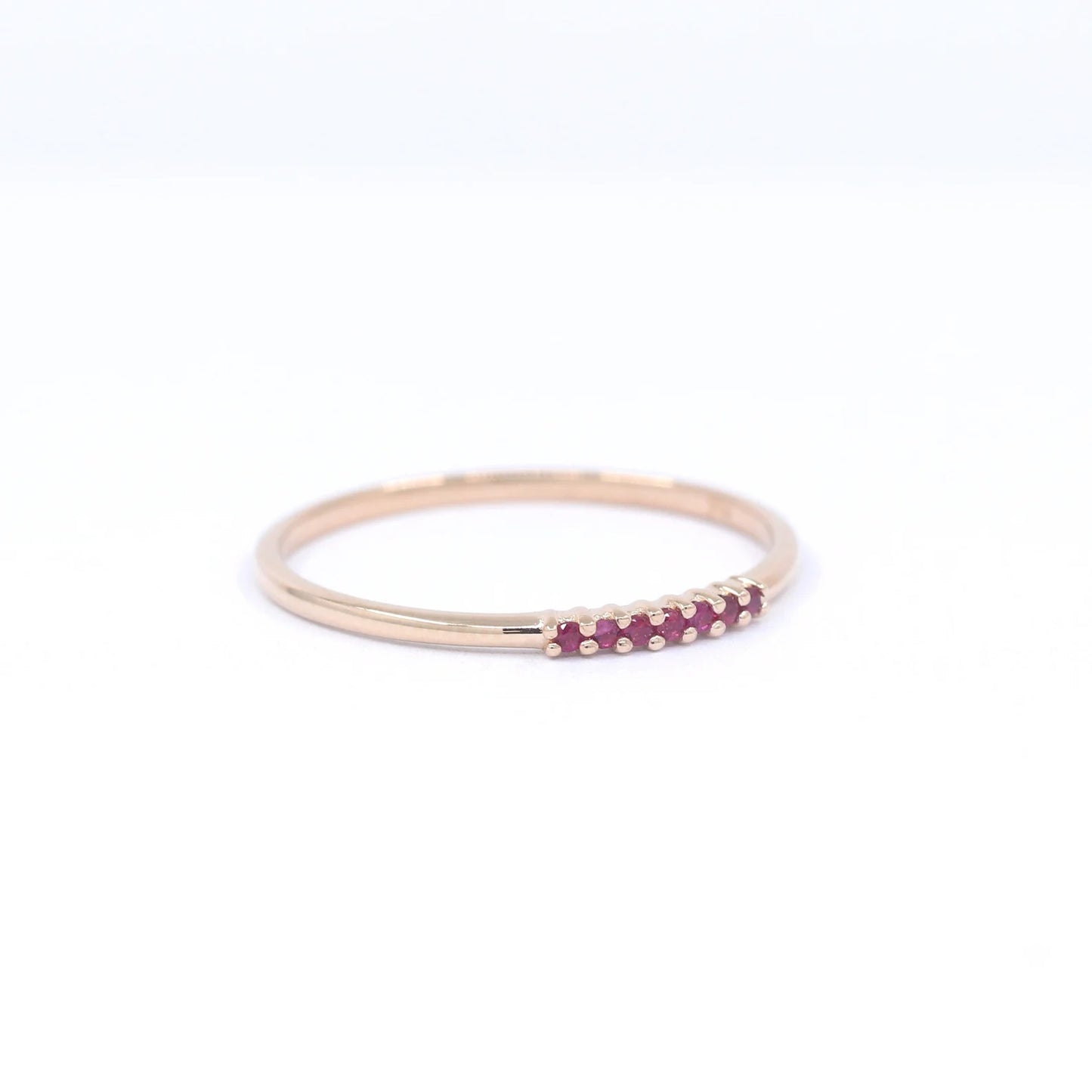 14K 7 RUBY 1.2MM BAND