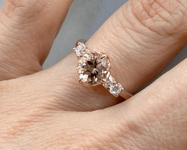 14K MORGANITE DIAMOND RING