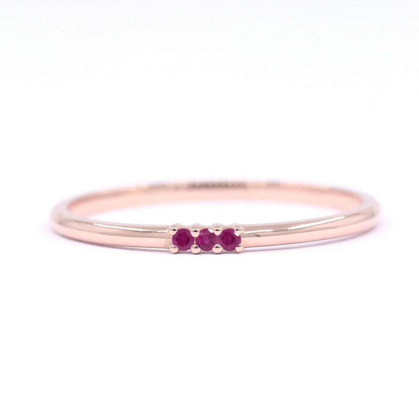 14K 3 RUBY 1.2MM BAND