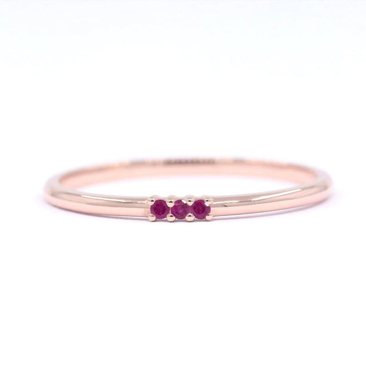 14K 3 RUBY 1.2MM BAND