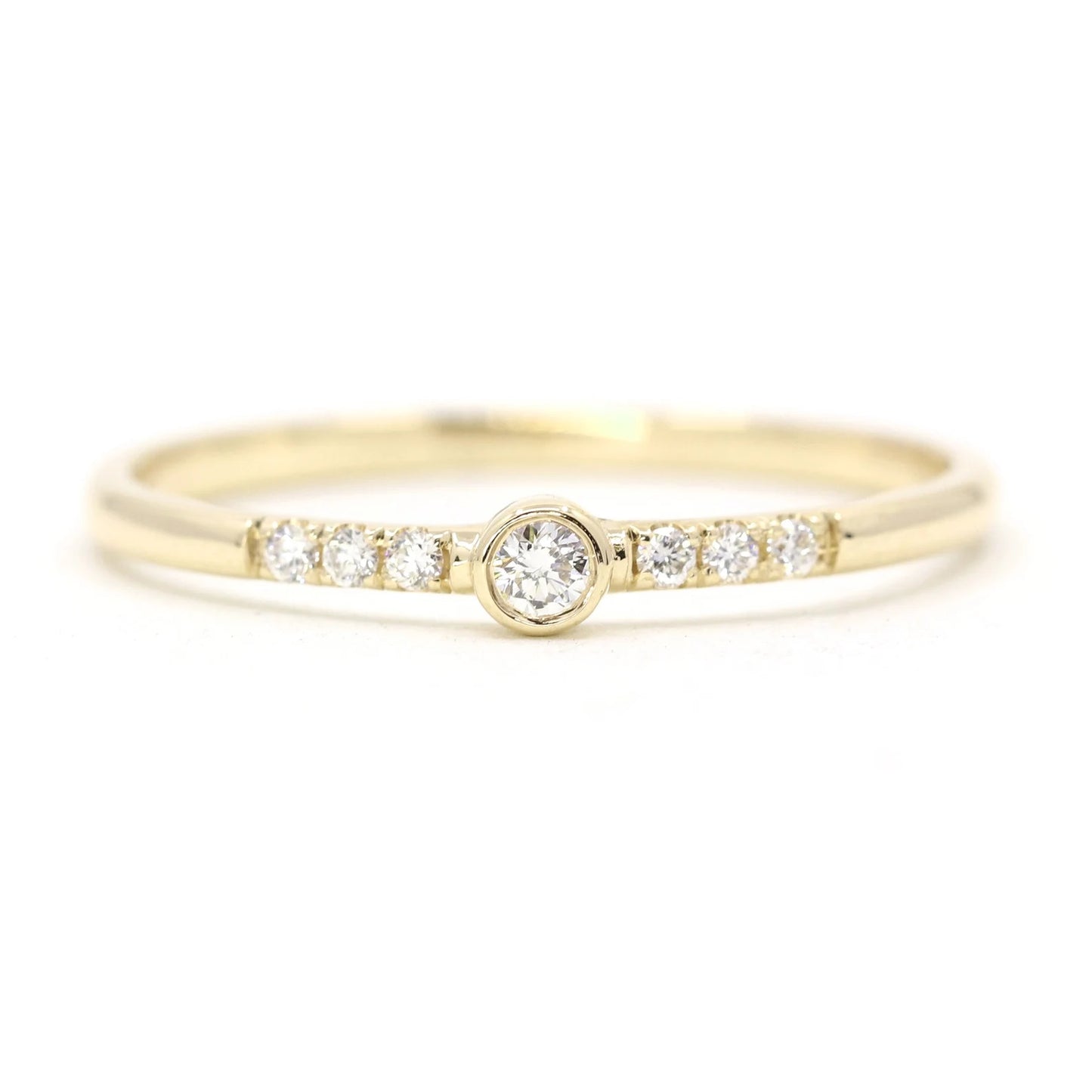 14K 0.10CT DIAMOND BEZEL RING