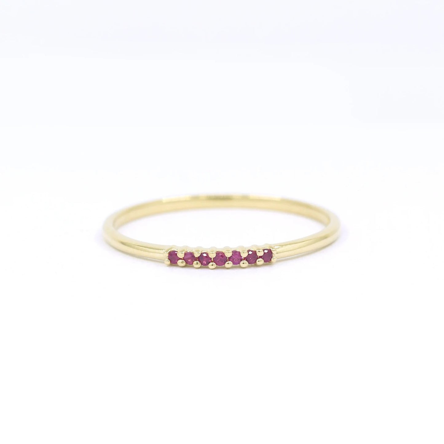 14K 7 RUBY 1.2MM BAND