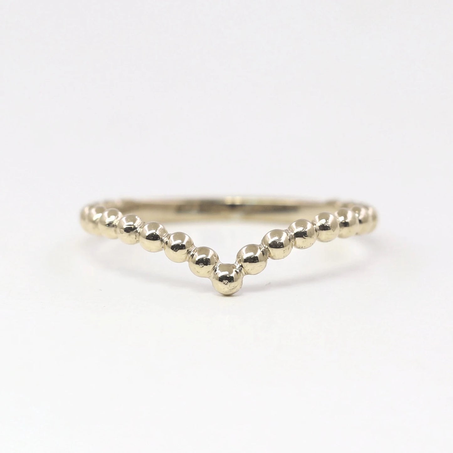 14K CHEVRON BEADED BAND