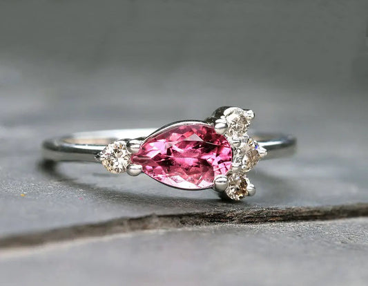 14K PINK TOURMALINE DIAMOND RING