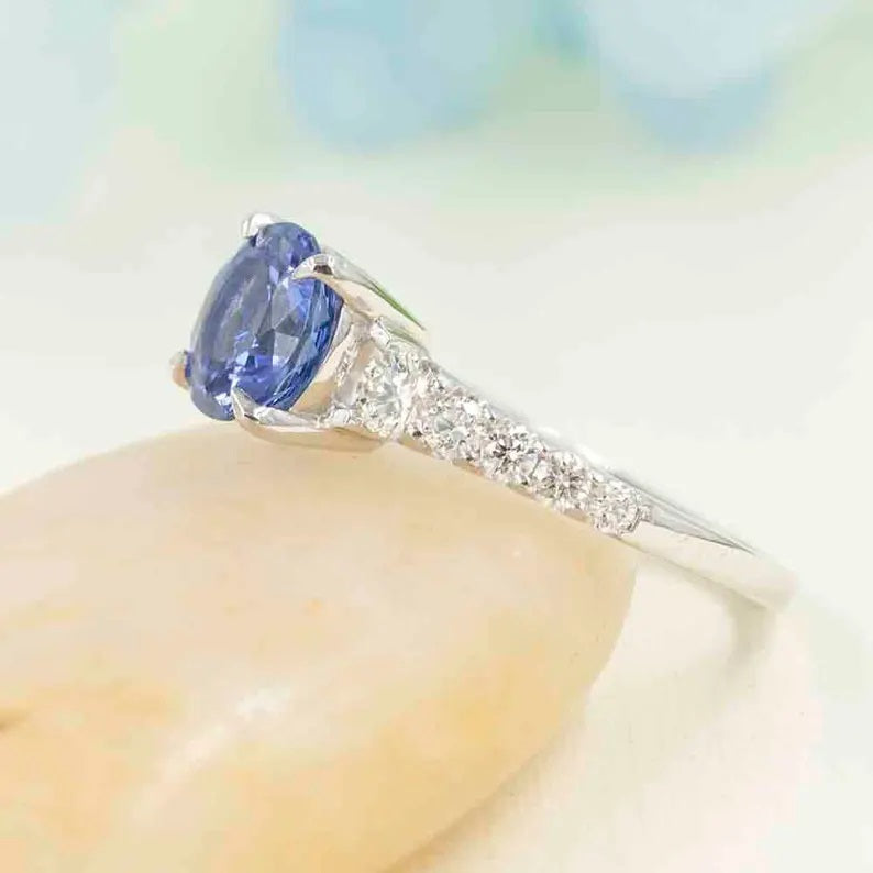 14K TANZANITE DIAMOND SOLITAIRE RING