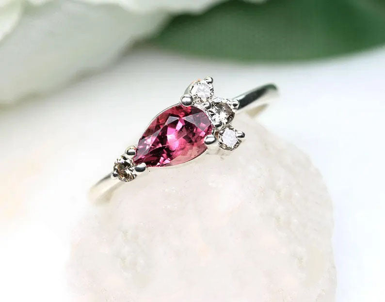 14K PINK TOURMALINE DIAMOND RING