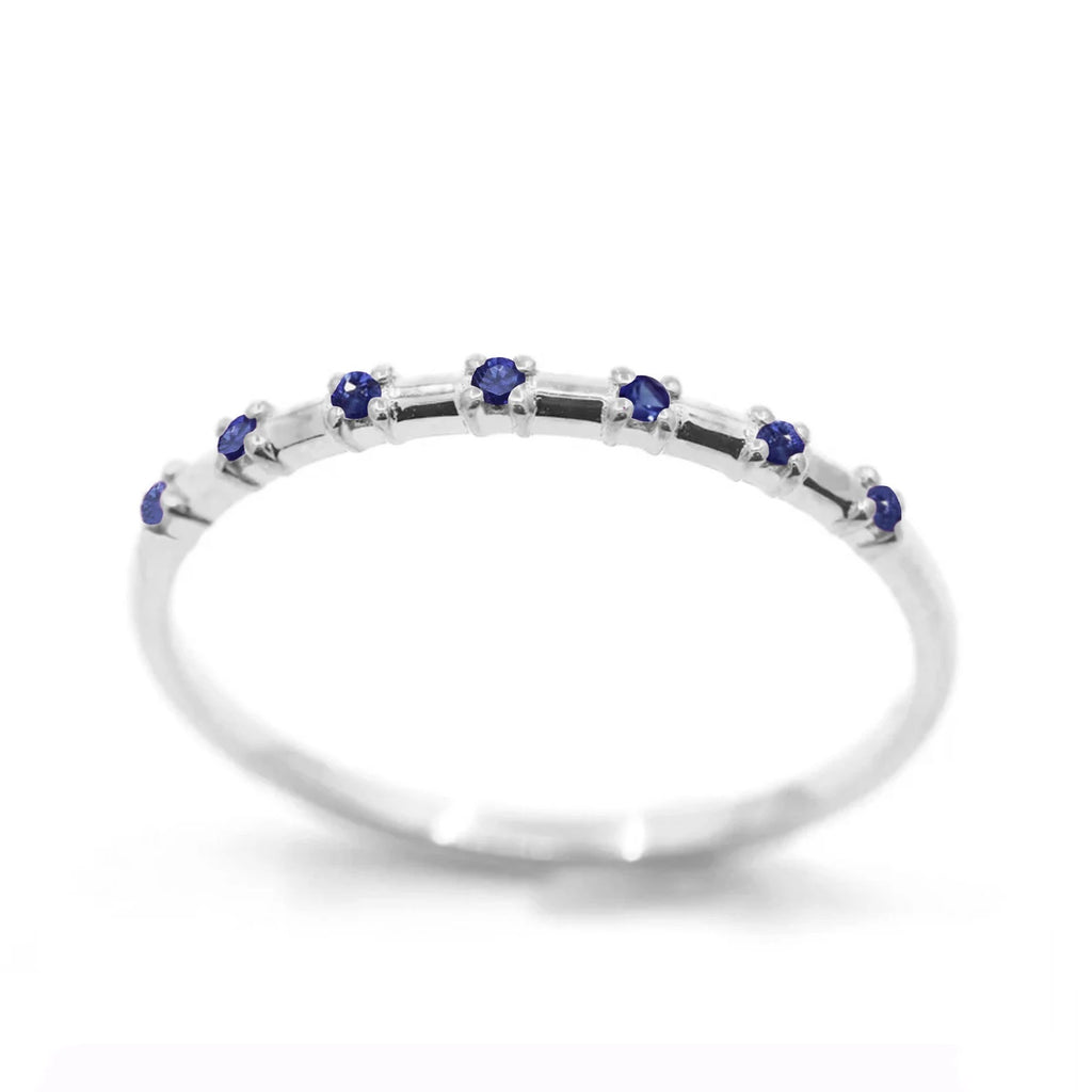 14K 7 SAPPHIRE SPACED 1.2MM BAND