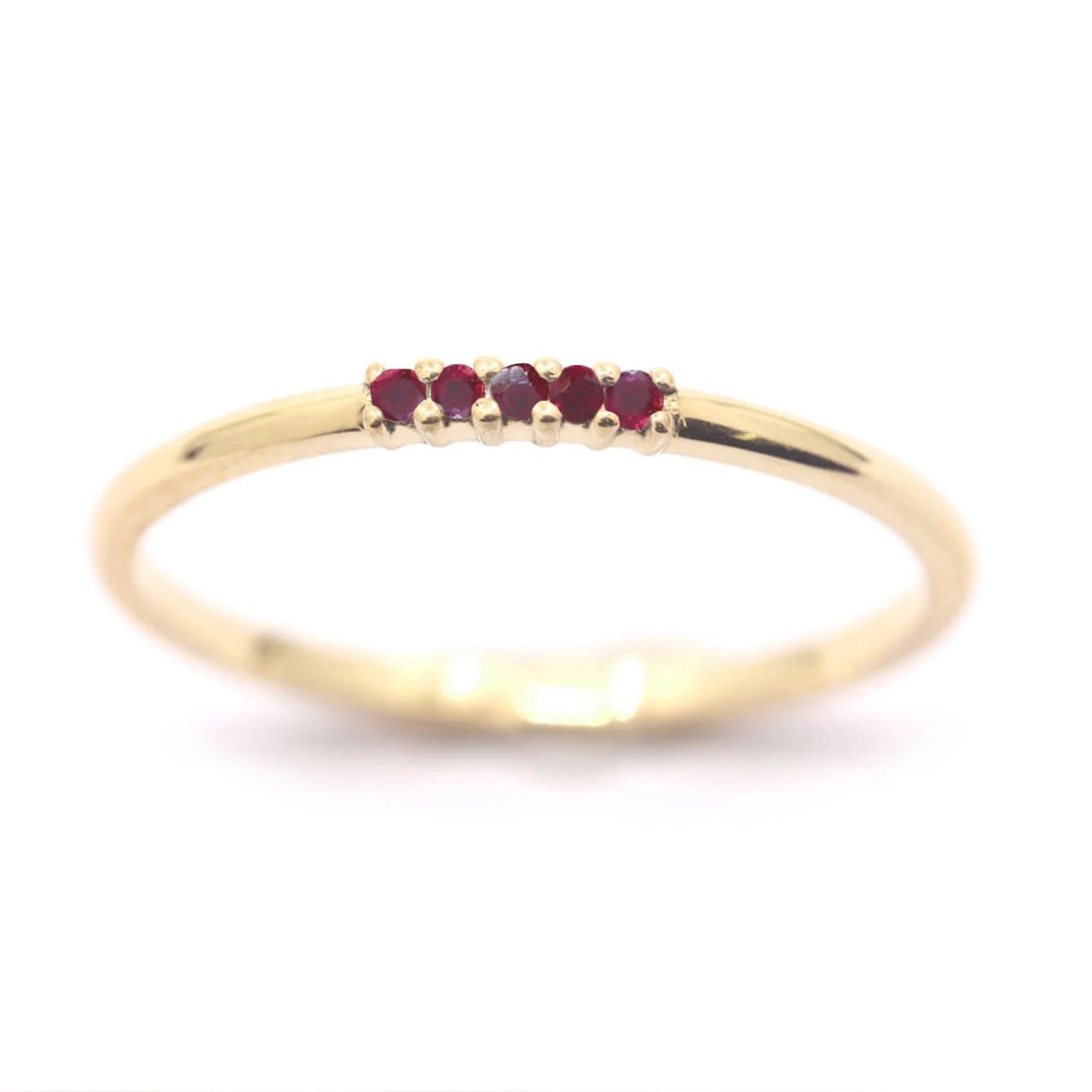 14K 5 RUBY  1.2MM BAND