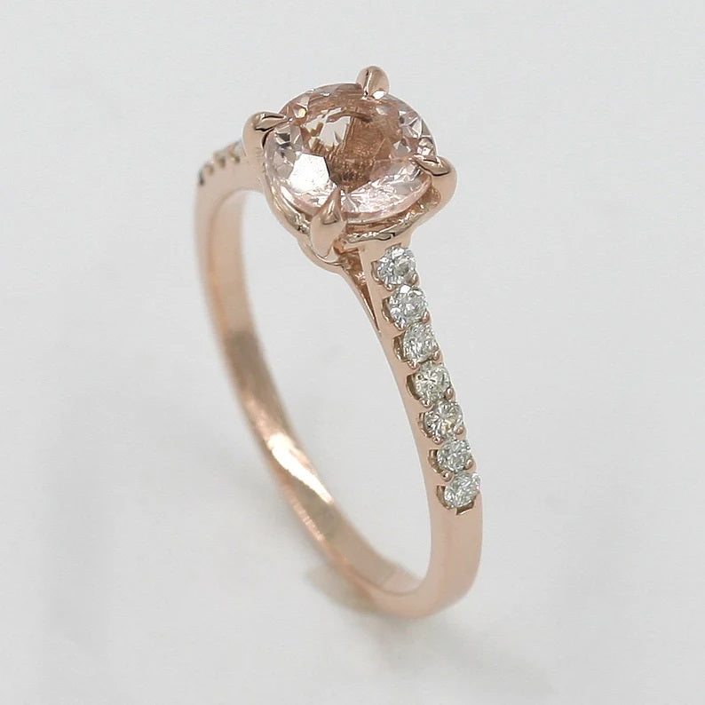 14K MORGANITE DIAMOND RING