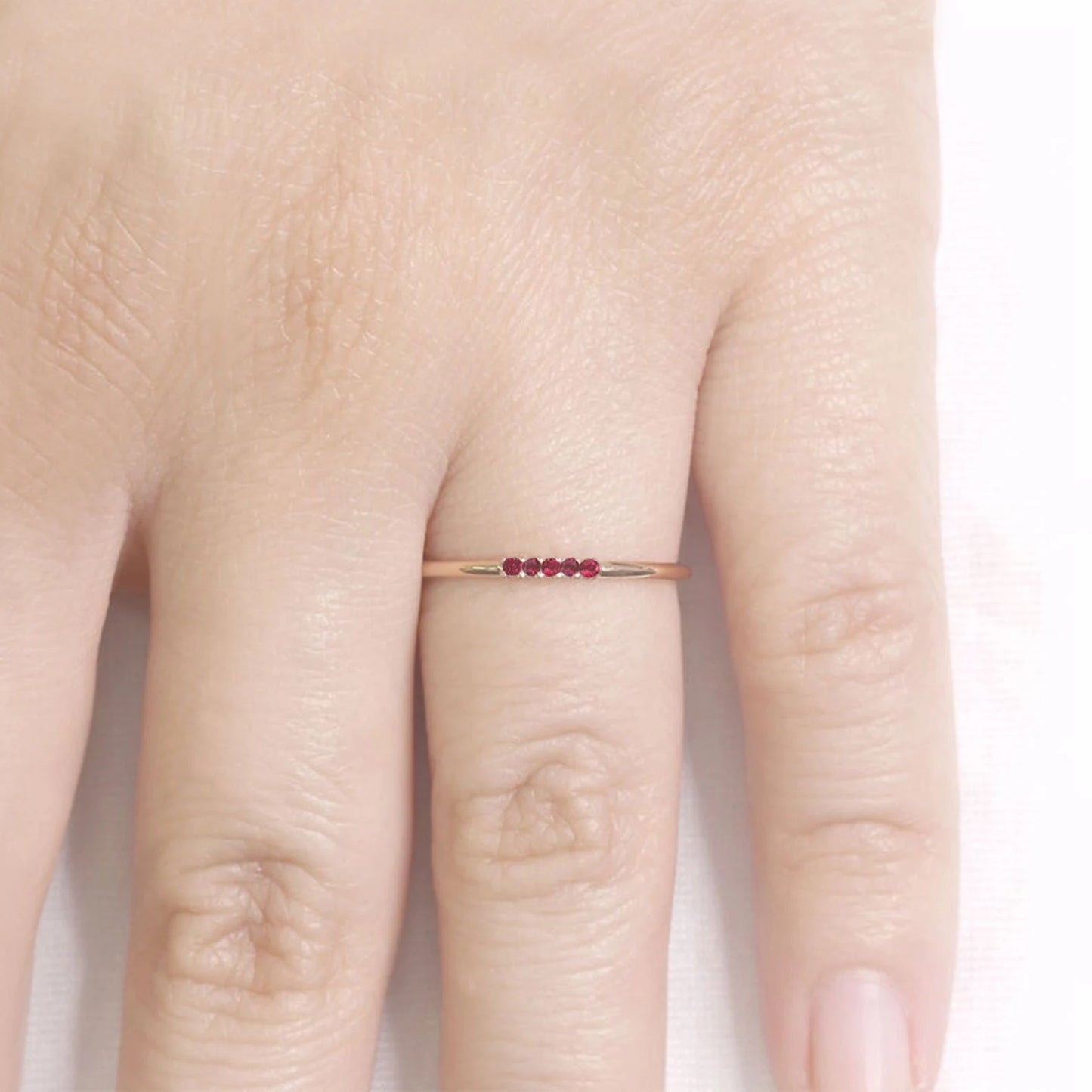 14K 5 RUBY  1.2MM BAND