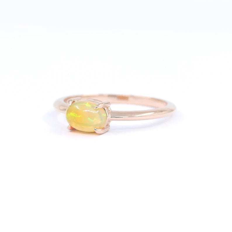 14K OVAL OPAL SOLITAIRE RING