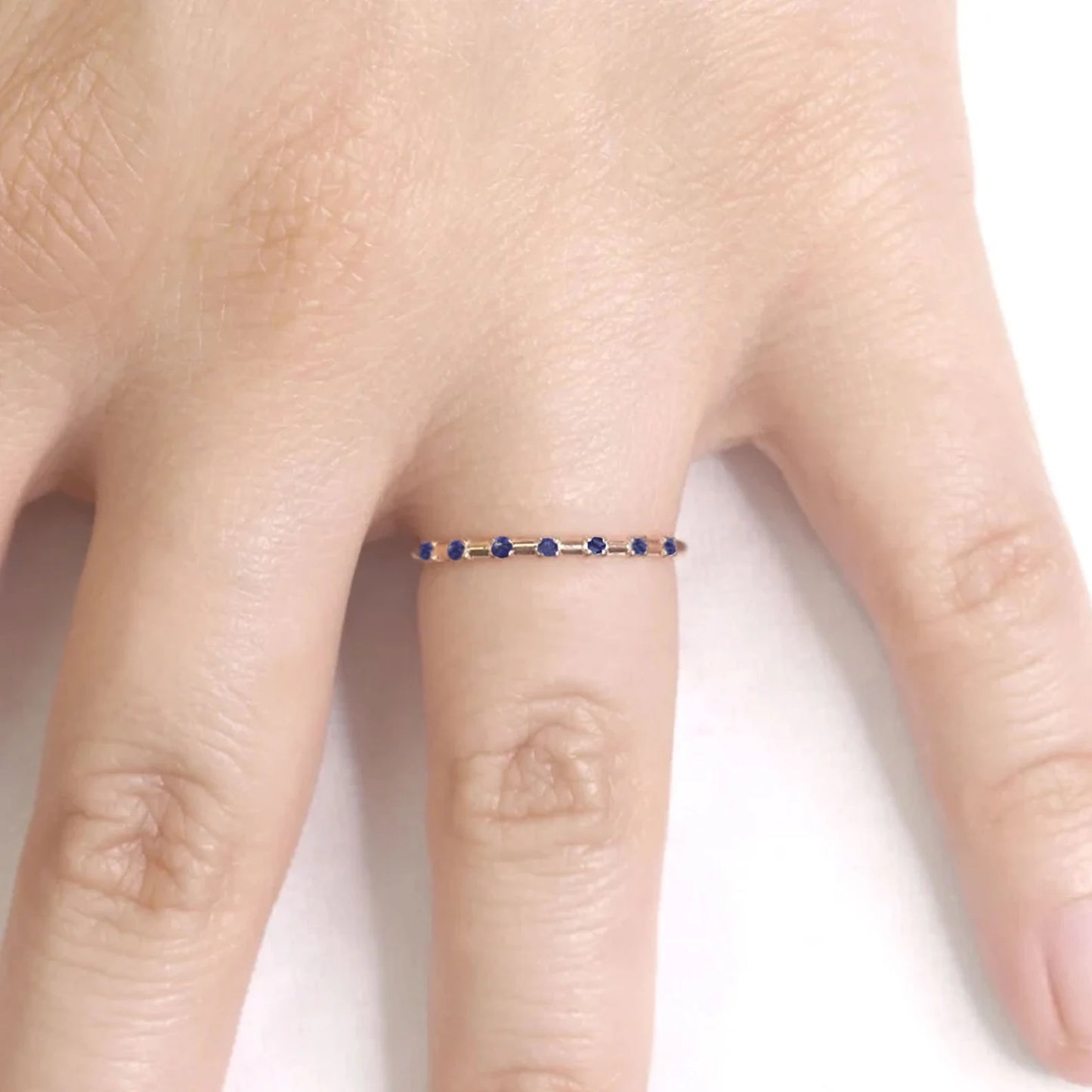 14K 7 SAPPHIRE SPACED 1.2MM BAND