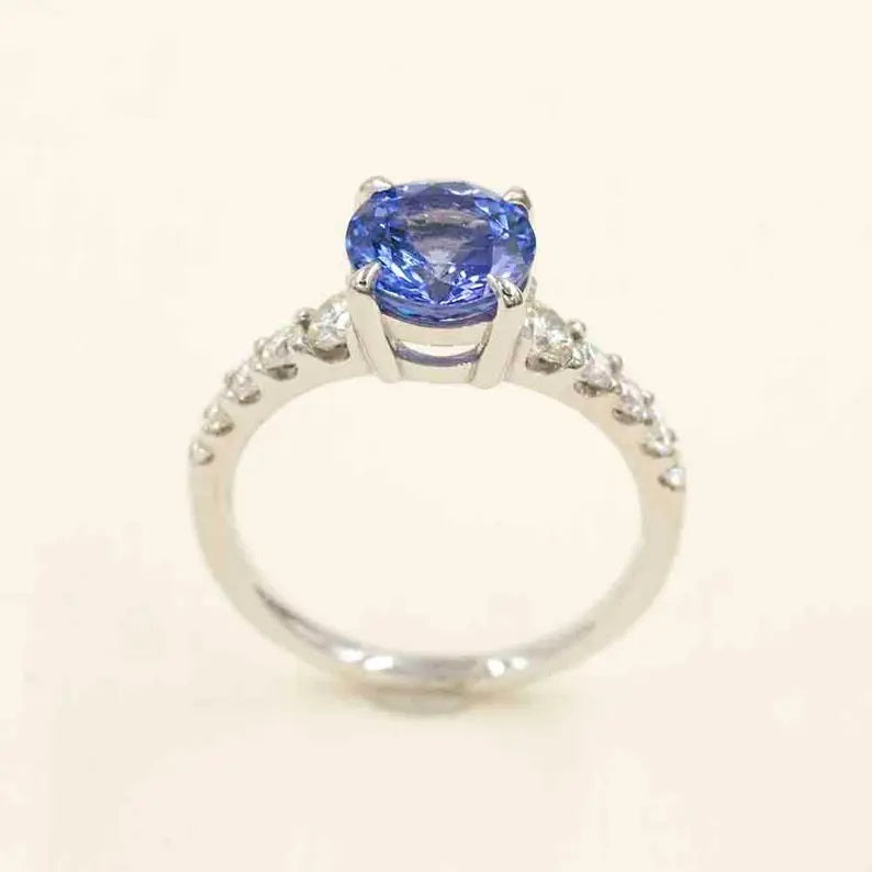 14K TANZANITE DIAMOND SOLITAIRE RING