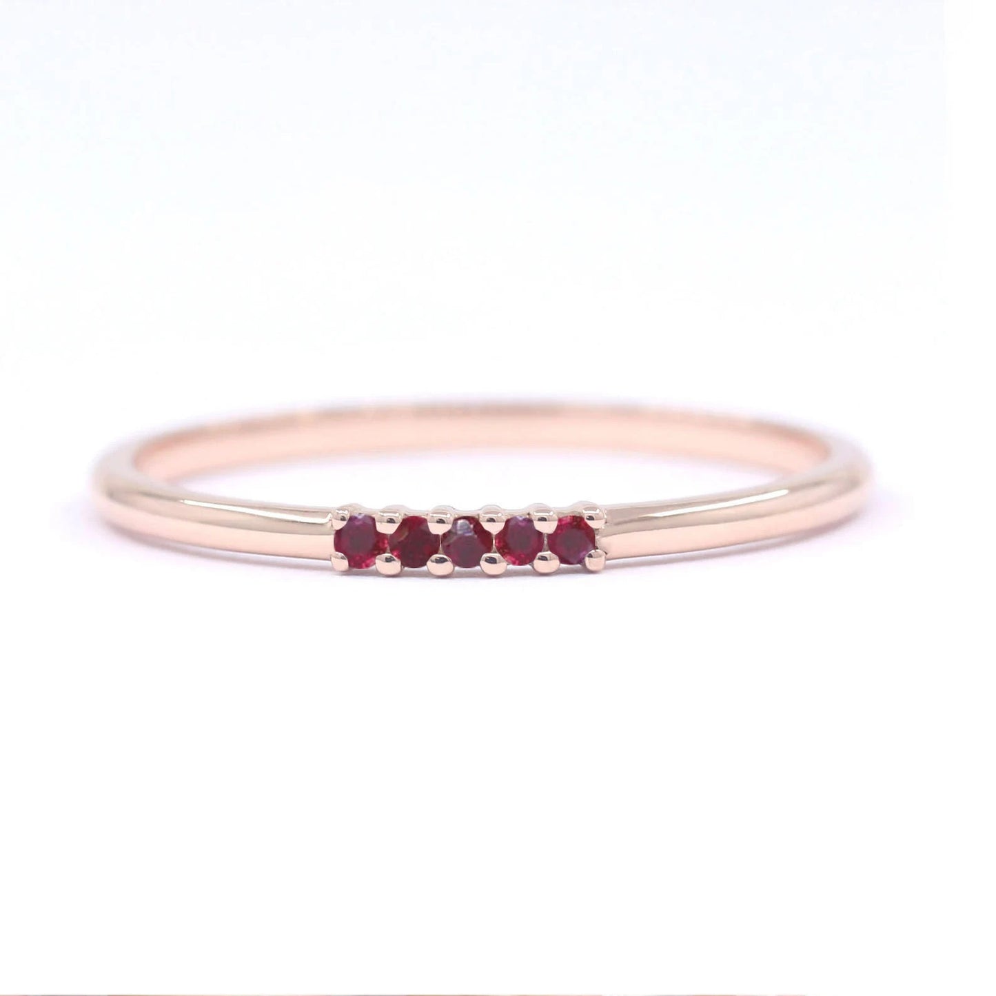 14K 5 RUBY  1.2MM BAND