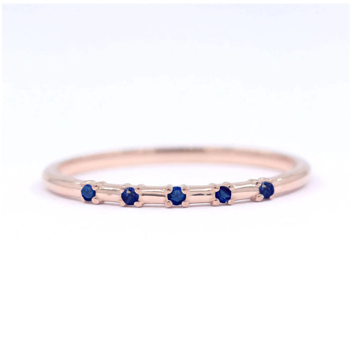 14K 5 SAPPHIRES SPACED 1.2MM BAND