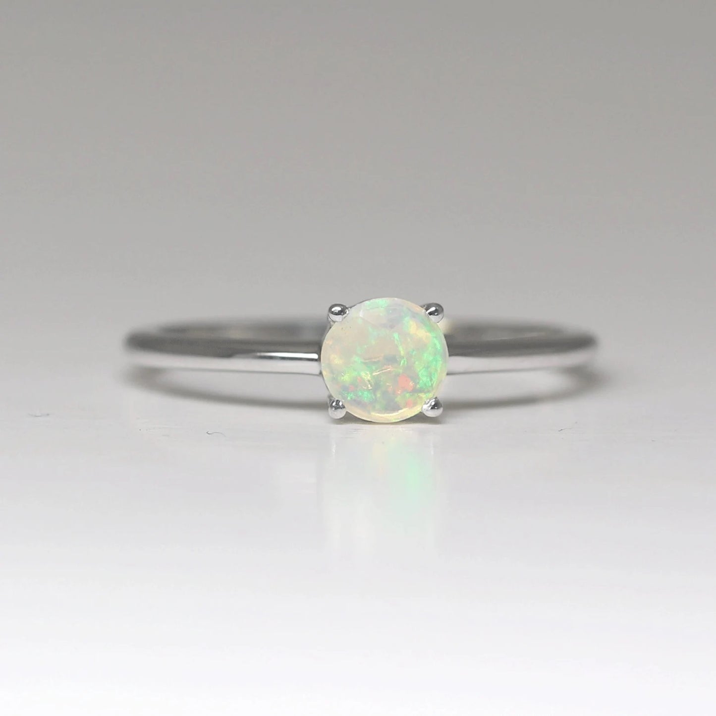 14K DIAMOND CUT OPAL SOLITAIRE RING