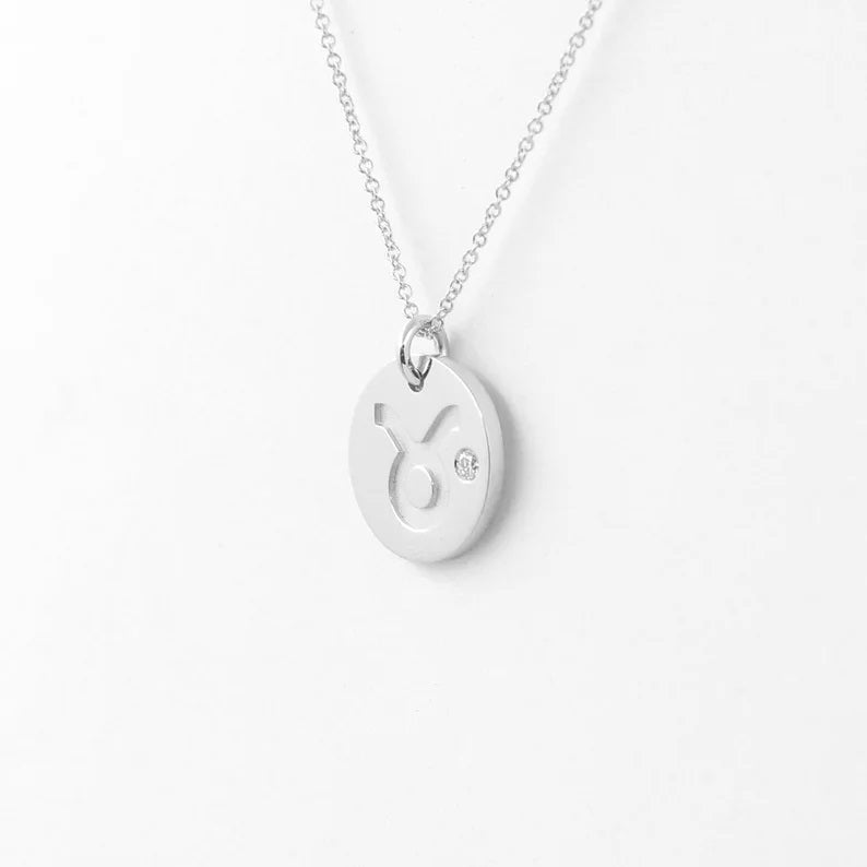 14K 1 DIAMOND TAURUS ZODIAC SIGN NECKLACE