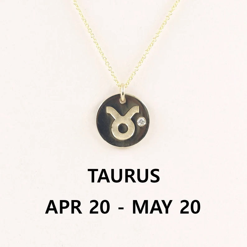 14K 1 DIAMOND TAURUS ZODIAC SIGN NECKLACE