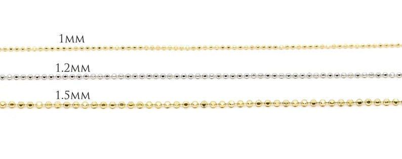 14K 1MM / 1.5MM DIAMOND CUT BEADED CHAIN BRACELET