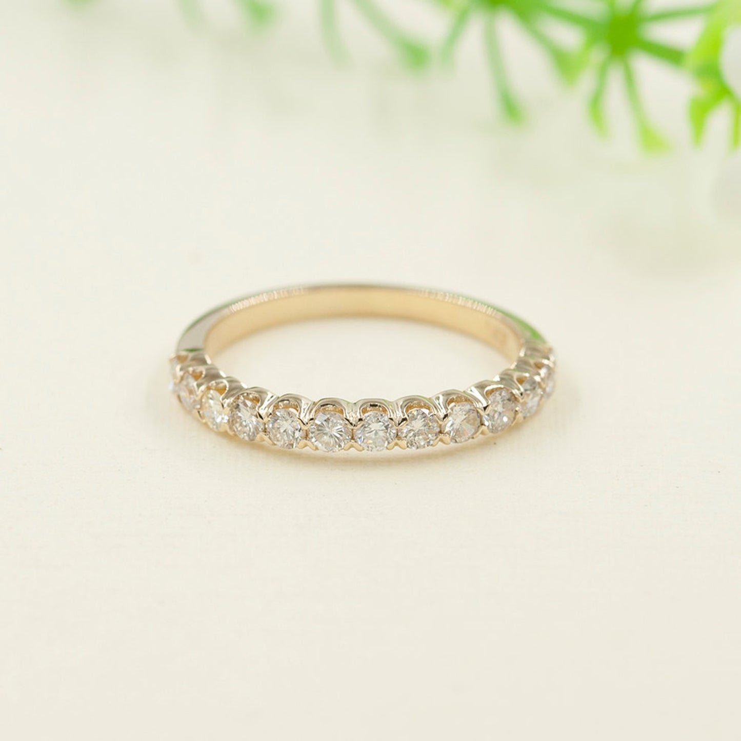 14K 0.54CT DIAMOND HALF ETERNITY BAND