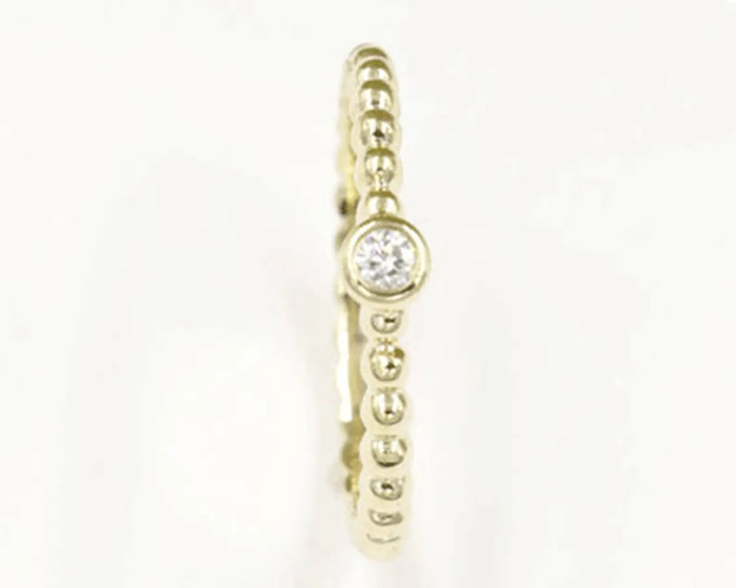 14K 0.05CT DIAMOND BEZEL BEADED RING