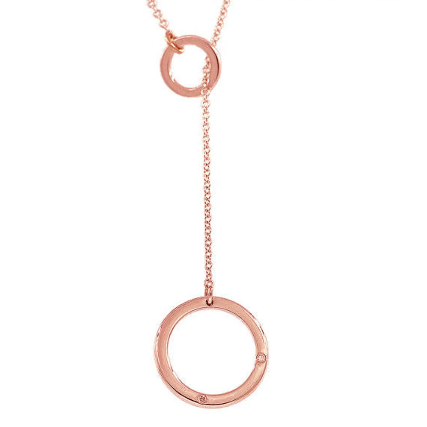 14K DIAMOND DOUBLE CIRCLE LARIAT NECKLACE