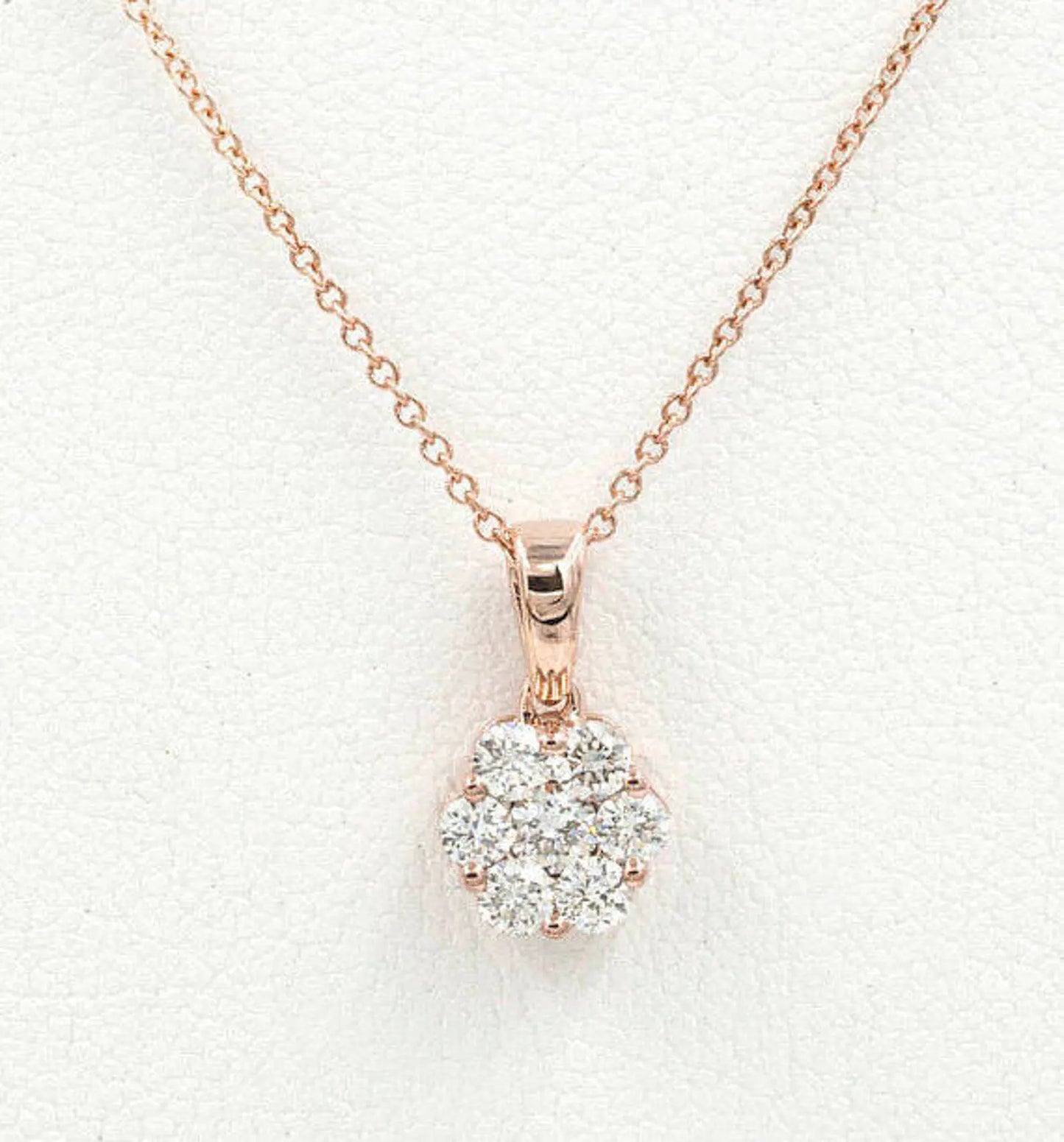 14K 0.40CT DIAMOND CLUSTER FLOWER NECKLACE